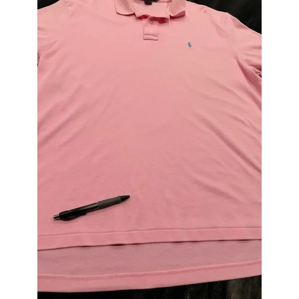 Polo Ralph Lauren Mens XL Pink Polo Shirt Blue Pony Cotton Golf Classic Preppy
